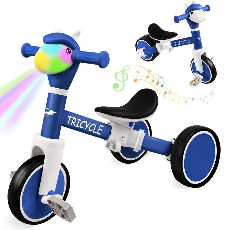 FZHZZ Toddler Balance Bike with Light & Music, Tricycle for Toddlers 1-5 Year Olds, Toddler Tricycle for Boys Girls, Kids Bicycle with Removable Pedal, Birthday Gifts for 1 2 3 4 5 Year - Image 1