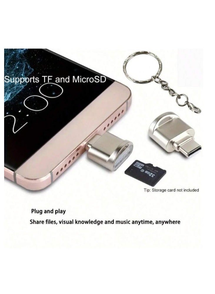 Type-C Micro SD/TF card reader for mobile and computer with keychain  - Image 1
