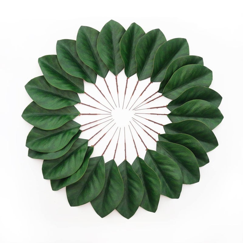 Namzi Artificial Green Magnolia Leaves Pack of 40 for Wedding Decor Home Decor Indoor Decor Book Decorative Bookmark Fake Leaves Decor Magnolia Wreath Artificial Plants