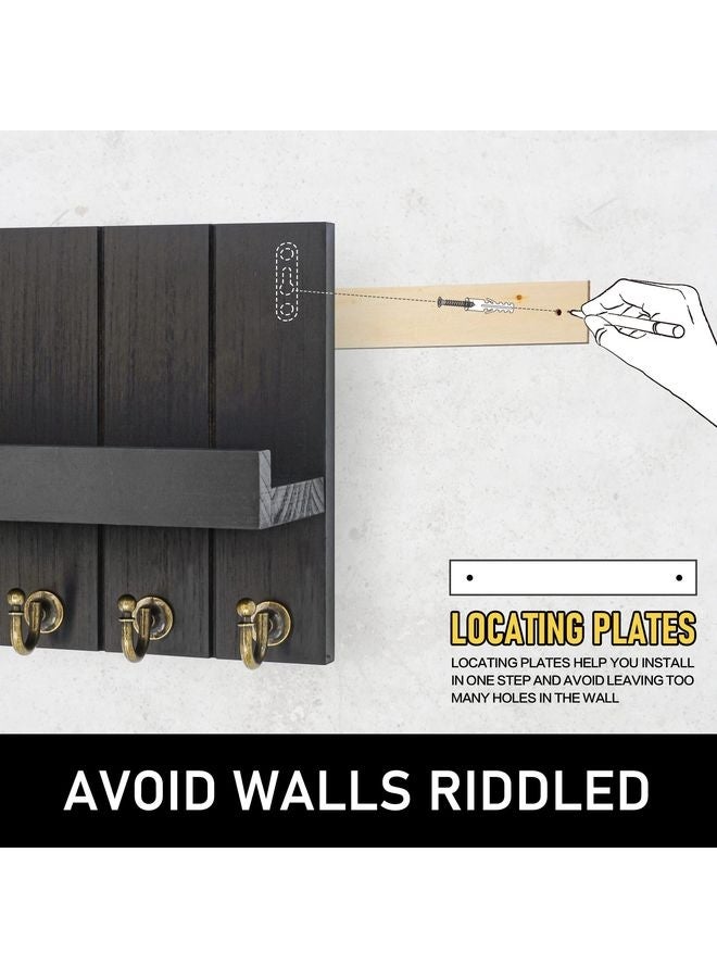 هومستر حامل مفاتيح المنزل للحائط -حمالات المفاتيح الحديثة للحائط ديكور غرفة المعيشة ومنظم البريد مع رف لمستلزمات الشقة -ديكور المنزل جمالي (أسود 3.54 بوصة × 10 بوصة W × 7.28 بوصة H) - Image 4