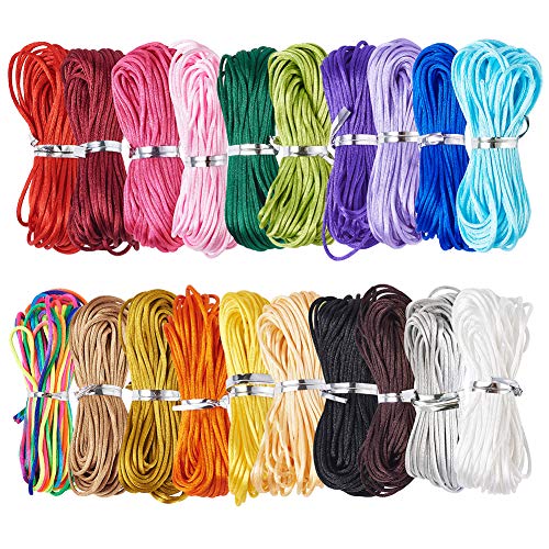 EEE ELECRELIVE Elecrelive 1mm Silk Cord Rattail Satin Beading String 200 Yards 20 Colors Chinese Knotting Cord Nylon Macrame Nylon String for Necklace Bracelet Braided Jewelry Making - Image 1