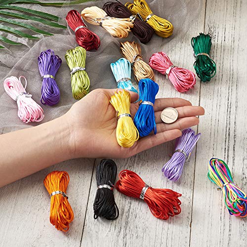 EEE ELECRELIVE Elecrelive 1mm Silk Cord Rattail Satin Beading String 200 Yards 20 Colors Chinese Knotting Cord Nylon Macrame Nylon String for Necklace Bracelet Braided Jewelry Making - Image 4