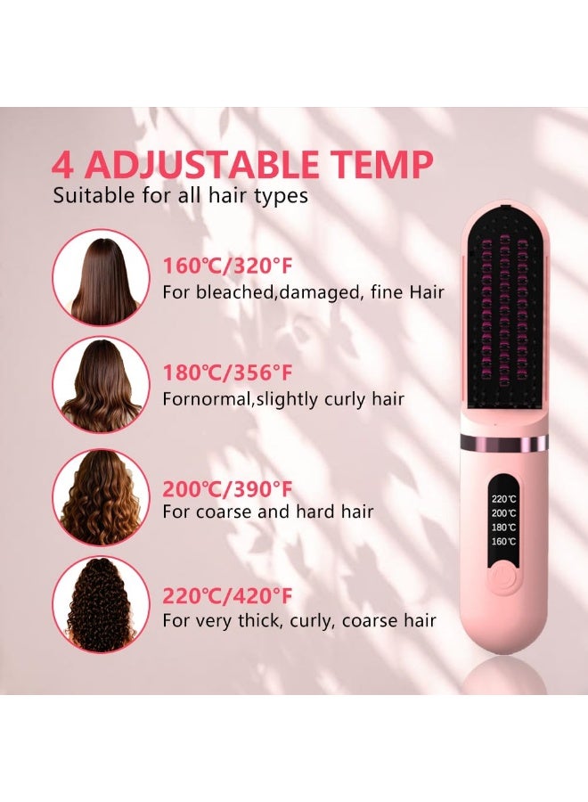 Arabest Cordless Hair Straightener Brush, Portable Straightening Brush for Women, Mini Negative Ion Hot Comb for Travel, 30Mins Auto-Off, USB Rechargeable, Fast Heating 4 Temperature Settings - Image 2