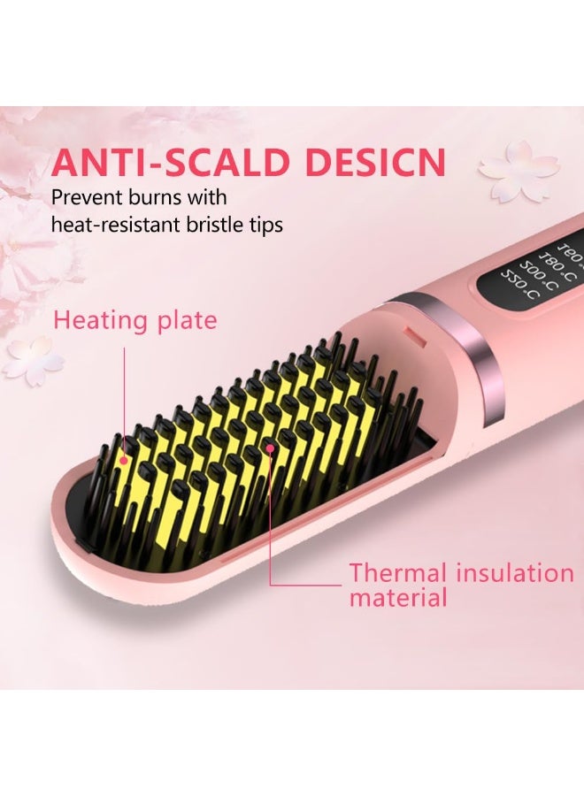 Arabest Cordless Hair Straightener Brush, Portable Straightening Brush for Women, Mini Negative Ion Hot Comb for Travel, 30Mins Auto-Off, USB Rechargeable, Fast Heating 4 Temperature Settings - Image 5