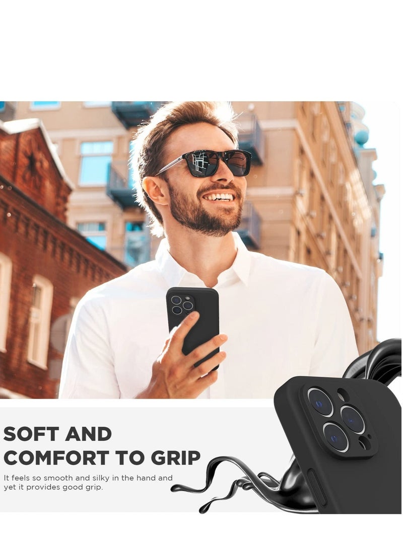Raxoom Silicone Case Compatible with iPhone 14 Pro Max Case 6.7 inch (2022), with Camera Protection Liquid Silicone Soft Gel Rubber Phone Case Cover with Microfiber Lining (Black) - Image 3