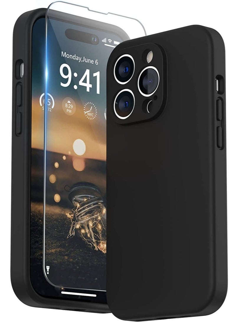 Raxoom Silicone Case Compatible with iPhone 14 Pro Max Case 6.7 inch (2022), with Camera Protection Liquid Silicone Soft Gel Rubber Phone Case Cover with Microfiber Lining (Black) - Image 1