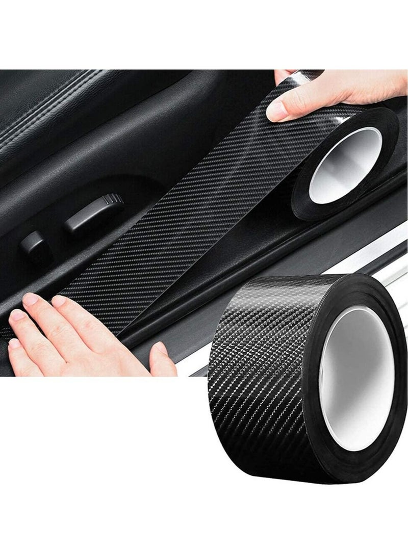 Captaintech Car Door Edge Guards, Scratch Cover Sill Protector Bumper Protector 5D Carbon Fiber Car Wrap Film Automotive Self-Adhesive Anti-Collision Film Fits for Most Cars (1.2In x 33Ft, Black) - Image 1