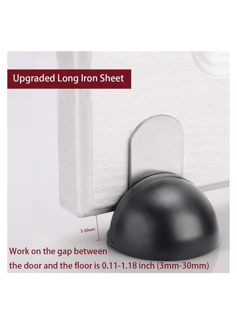 SYOSI Magnetic Door Stops Floor Mounted, Strong Magnetic Self Adhesive Magnetic Door Stopper Stainless Steel Door Holder Soft Close Door Magnet Heavy Duty Black Rubber (2 Pack)  - Image 2