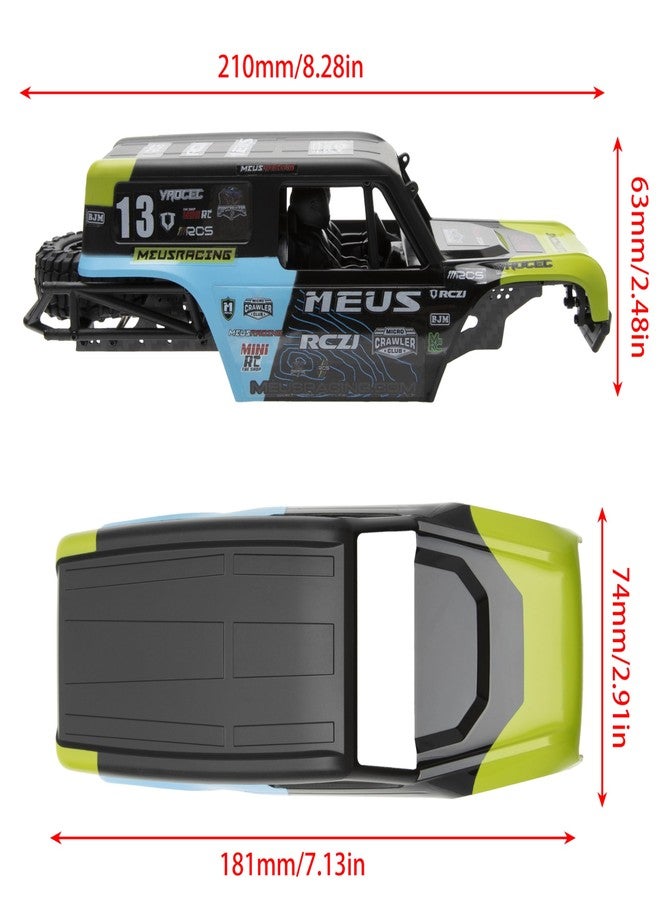 MEUS RACING هيكل سيارة MEUS RACING MB24 SCX24، مقاس 5.2 بوصة (132 مم)، مصنوع من مادة ABS وألياف الكربون، مناسب لسيارات Axial SCX24 Bronco JLU B-17 C10 (أخضر) بمقياس 1/24. - Image 3