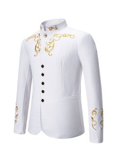 Shougu New Men's Fashionable Stand Up Collar Embroidered Wedding Casual Slim Ffit Single Breasted Suit  - Image 2
