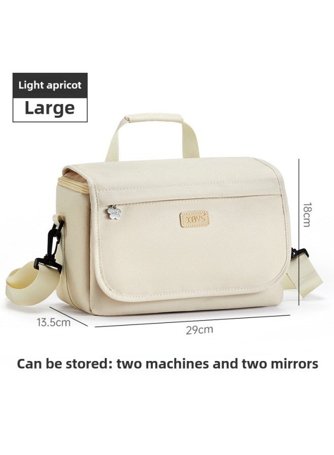 SLR Camera Bag Shoulder Bag Casual Bag Crossbody Canon Photography Bag Micro Single Bag Portable Storage Bag Fuji Bag-Color:Large Light Apricot  - Image 1