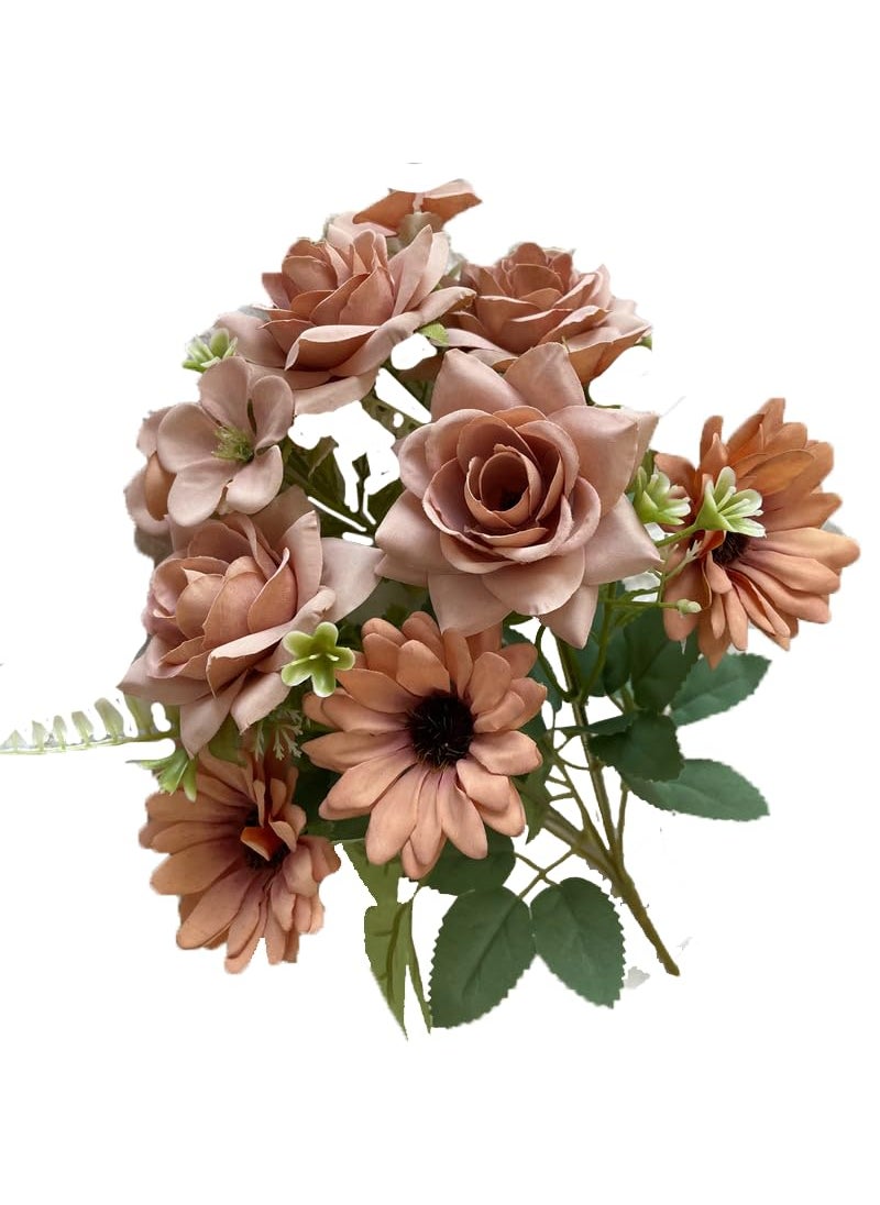 BabyMoon - BabyMoon Artificial Mix Flowers Bunch | 7 Head's | Home Decoration | Baby Photoshoot Props | Gift Set | Brown - Image 1