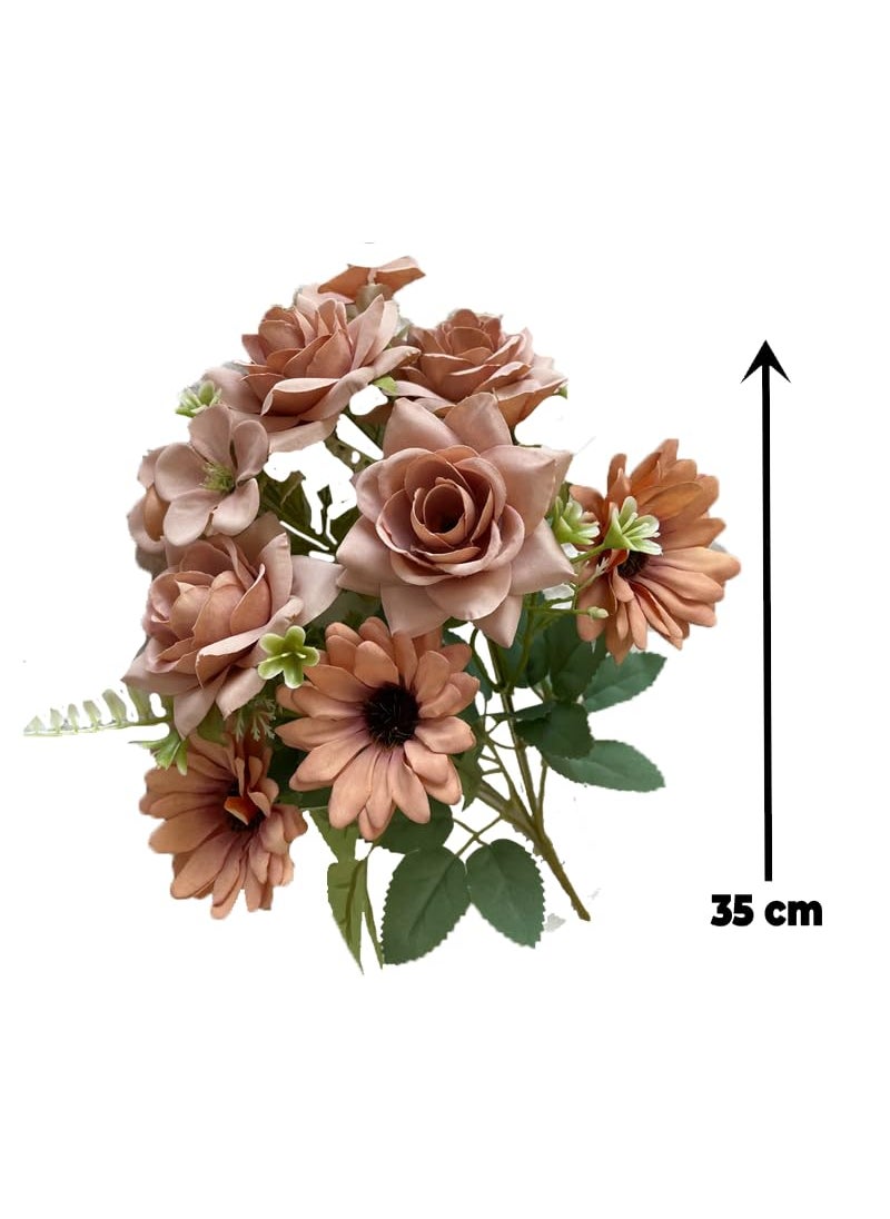 BabyMoon - BabyMoon Artificial Mix Flowers Bunch | 7 Head's | Home Decoration | Baby Photoshoot Props | Gift Set | Brown - Image 1