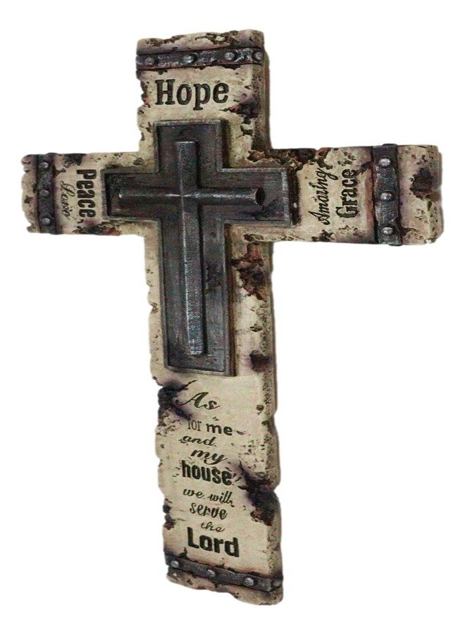 Ebros Gift Rustic Western Christian Inspirational Love Hope Peace Amazing Grace Holy Scriptures Bible Quote From The Book Of Joshua Wall Cross Plaque Decor Sculpture In Faux Birchwood Finish - Image 4