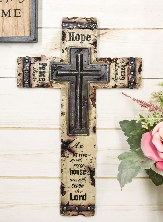 Ebros Gift Rustic Western Christian Inspirational Love Hope Peace Amazing Grace Holy Scriptures Bible Quote From The Book Of Joshua Wall Cross Plaque Decor Sculpture In Faux Birchwood Finish - Image 3