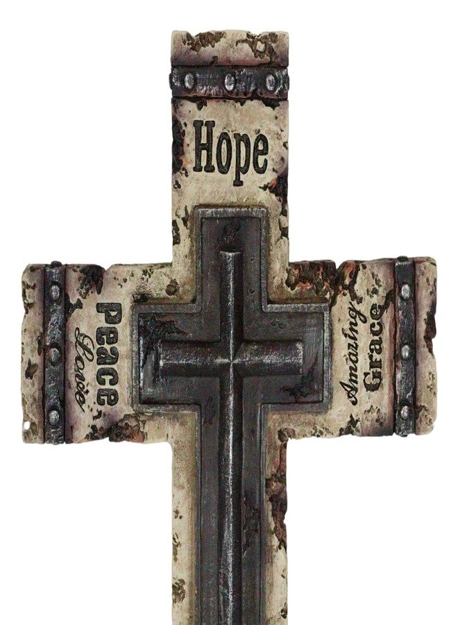 Ebros Gift Rustic Western Christian Inspirational Love Hope Peace Amazing Grace Holy Scriptures Bible Quote From The Book Of Joshua Wall Cross Plaque Decor Sculpture In Faux Birchwood Finish - Image 5