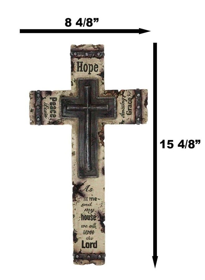 Ebros Gift Rustic Western Christian Inspirational Love Hope Peace Amazing Grace Holy Scriptures Bible Quote From The Book Of Joshua Wall Cross Plaque Decor Sculpture In Faux Birchwood Finish - Image 2