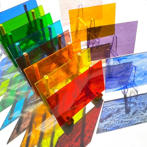 PALJOLLY 12 Sheets Transparent Stained Glass Sheet Variety Pack, 4 x 6 inch Cathedral Art Glass Mosaic Tiles for Crafts, Stained Glass Supplies for Projects and Mosaic Work - Image 5