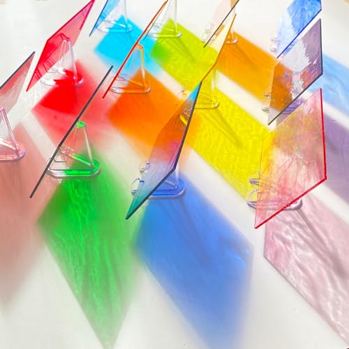 PALJOLLY 12 Sheets Transparent Stained Glass Sheet Variety Pack, 4 x 6 inch Cathedral Art Glass Mosaic Tiles for Crafts, Stained Glass Supplies for Projects and Mosaic Work - Image 3