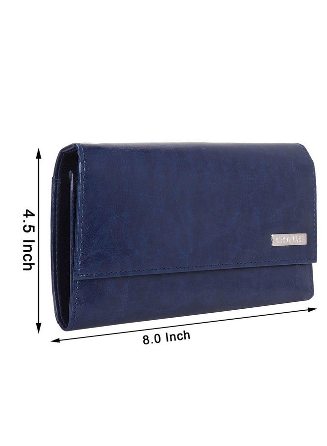 CREATURE Blue Color Stylish Women's Clutch with Multiple Zipper and Card Slots (Color-Blue|| CL-014) - Image 2