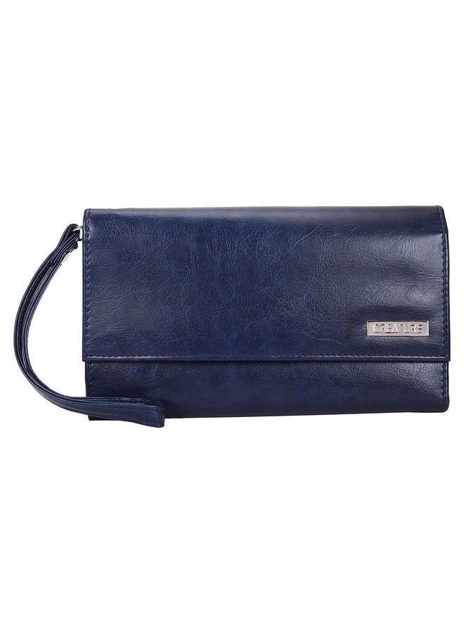 CREATURE Blue Color Stylish Women's Clutch with Multiple Zipper and Card Slots (Color-Blue|| CL-014) - Image 1