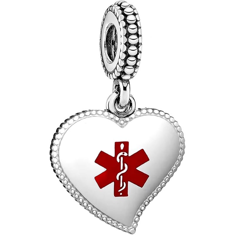 QeenseKc Nurse Doctor Stethoscope Cap Heart Cubic Zirconia Dangle Charm for Pandoa Bracelet - Image 2