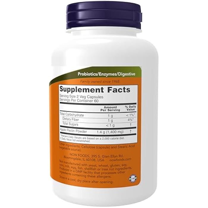 now Supplements, Apple Pectin 700 mg, Dietary Fiber, Intestinal Support*, 120 Veg Capsules - Image 2