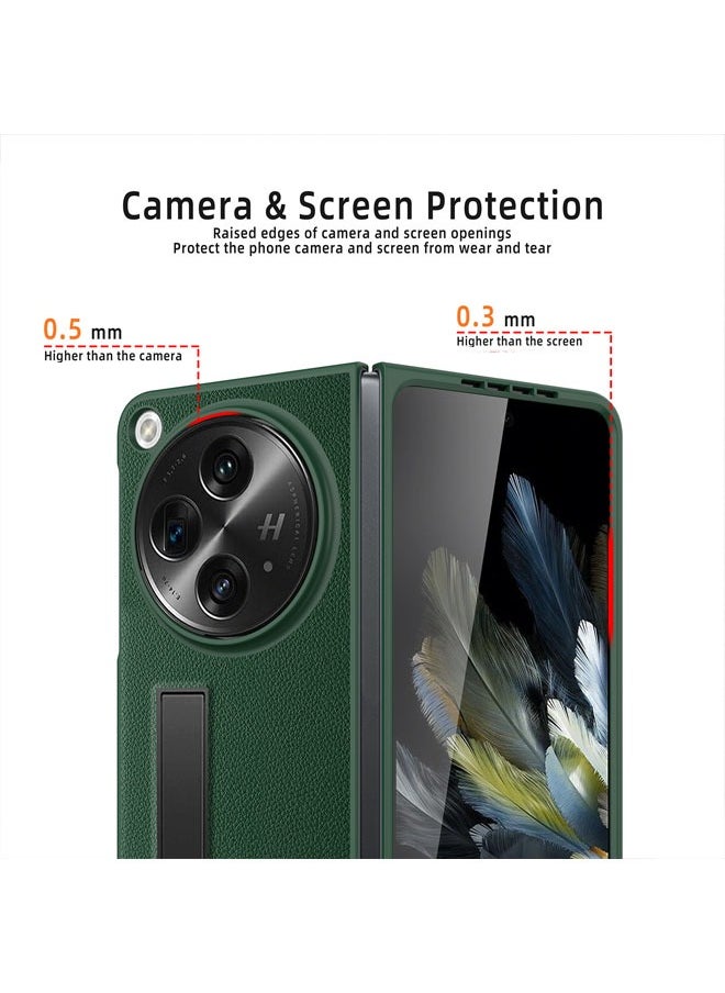 Compatible with Oneplus Open Phone Case, Oppo Find N3 Phone Case Plain Leather Pebbled Protective Case One Plus Open Phone Case Folding Phone Case with Stand Accessory
