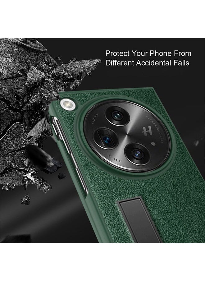 Compatible with Oneplus Open Phone Case, Oppo Find N3 Phone Case Plain Leather Pebbled Protective Case One Plus Open Phone Case Folding Phone Case with Stand Accessory