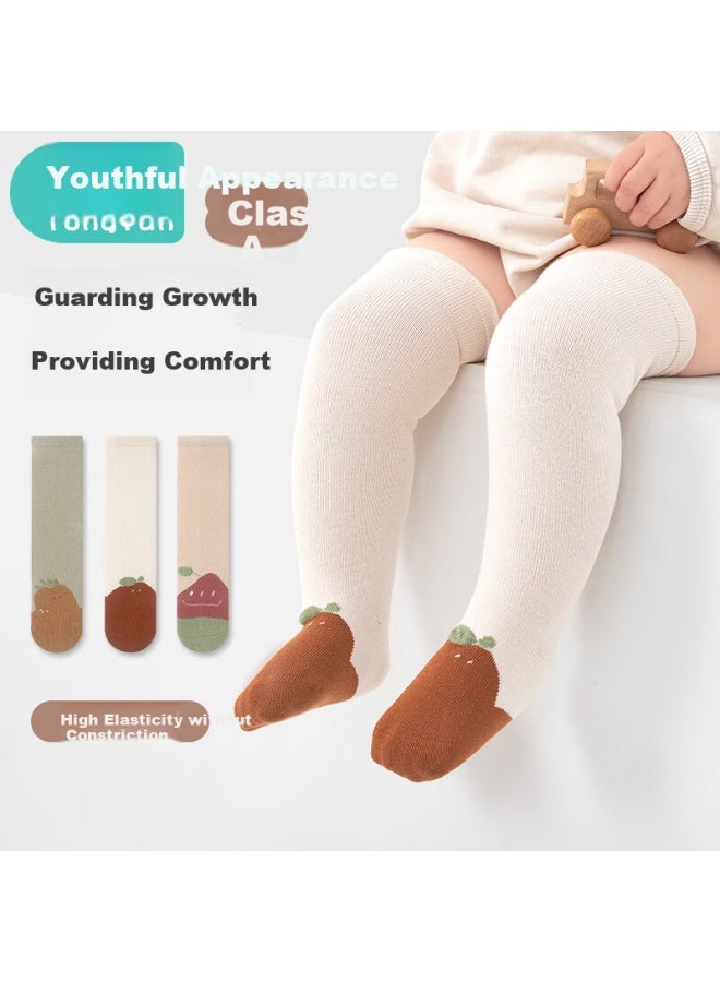 Babyface Tongyan Baby Knee-high Socks, Spring And Autumn Season, Class A, 0-3 Months, Newborn Over-knee Socks, Long Socks That Don't Tighten Legs, Autumn And Winter, 3 Pairs Per Pack - Image 4