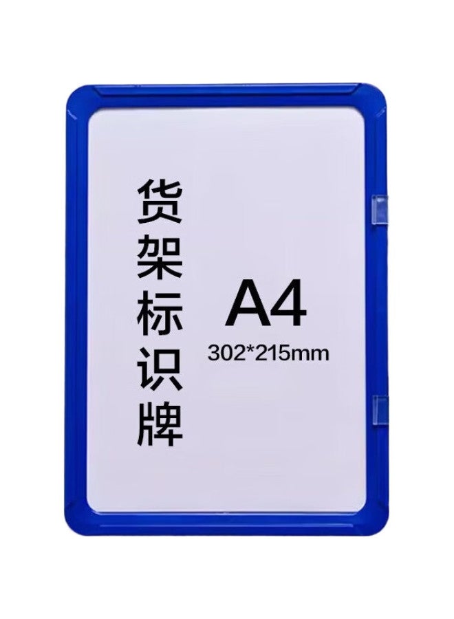 Oumai Magnetic Shelf Sign, Warehouse Material Classification Label, Storage Area Partition Location Card Indicator, Blue A4 + 2 Magnets, 5-Piece Set - Image 1