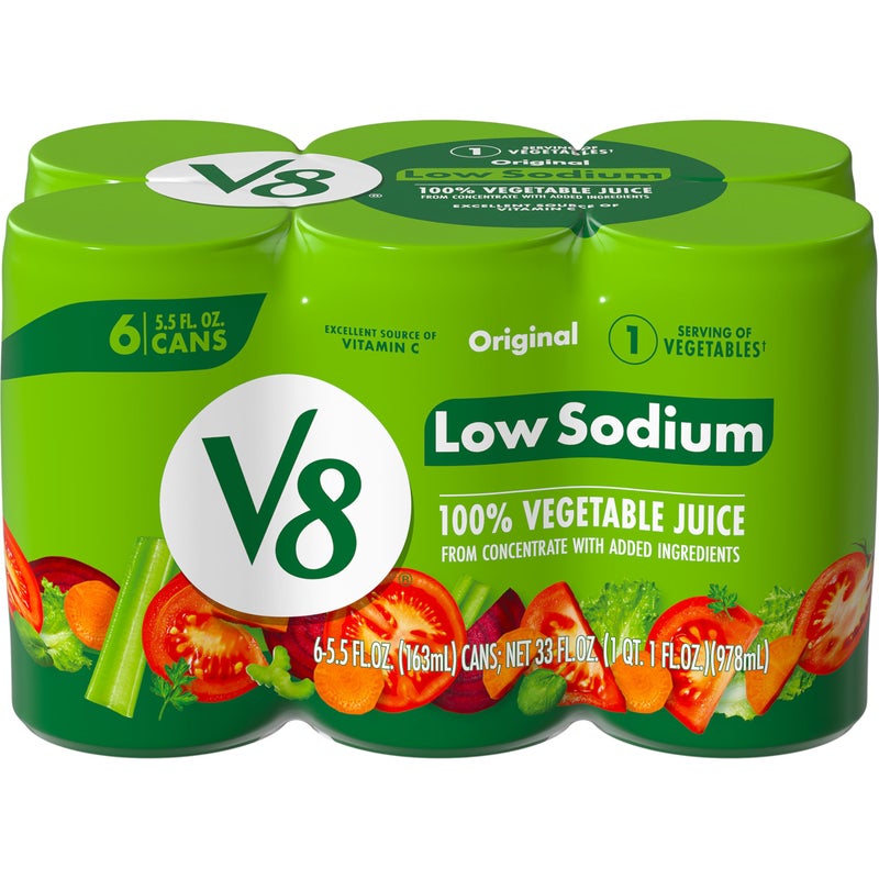 V8 Low Sodium Original 100 Vegetable Juice 55 fl oz Can 6 Pack - Image 3