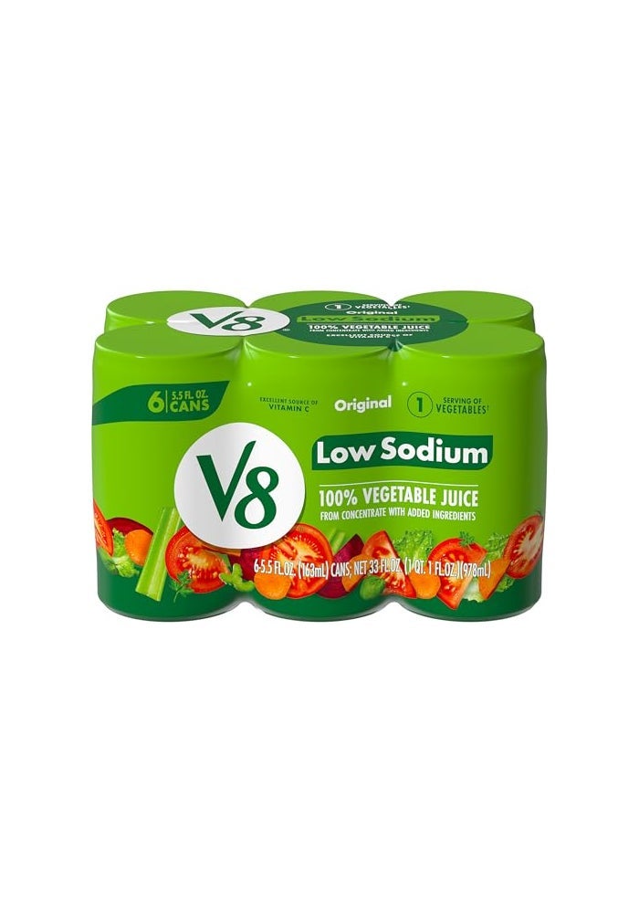 V8 Low Sodium Original 100 Vegetable Juice 55 fl oz Can 6 Pack - Image 1