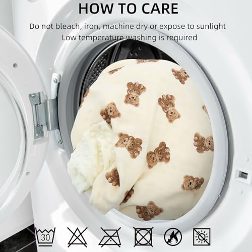 LifeTree Baby Girl & Boy Blankets, Soft Double Layer Swaddle Blankets, Muslin Front and Dotted Fleece Backing Receiving Bed Throw Blanket for Newborn Unisex, 31X40 Inches, Bear Pattern - Image 3