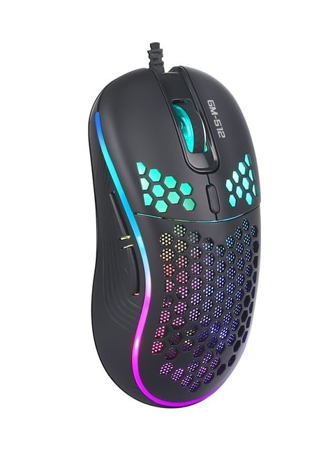 GM512 Gaming Mouse RGB USB – 6400 DPI – 7 Buttons Programmable – 86G weight  – RGB Lighting – Advanced Customization Software
