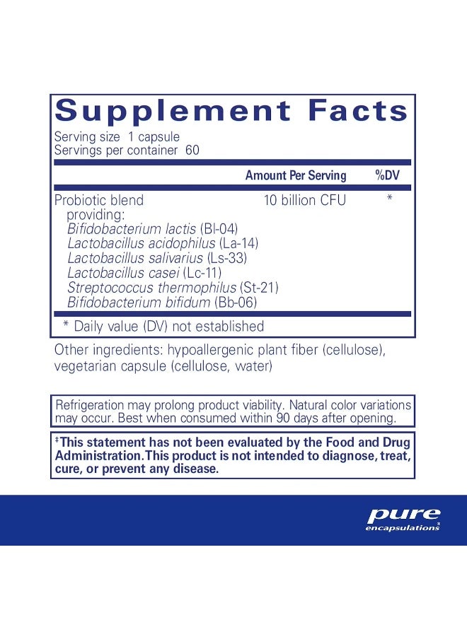 Pure Encapsulations - Pure Encapsulations Probiotic G.I. - Shelf Stable Probiotic for Intestinal Health & Gastrointestinal Support - with Lactobacillus & Bifidobacterium - 60 Capsules - Image 1