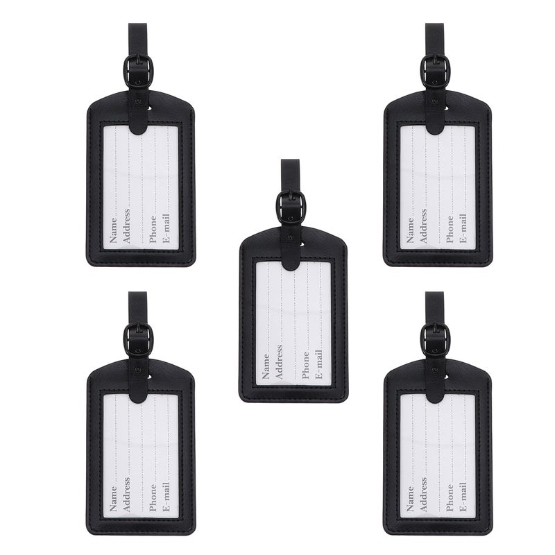 5pcs PU Baggage Luggage Boarding Labels (Black) - Image 2