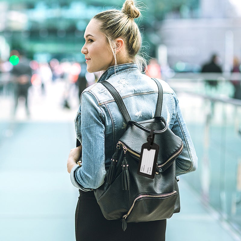 5pcs PU Baggage Luggage Boarding Labels (Black) - Image 5