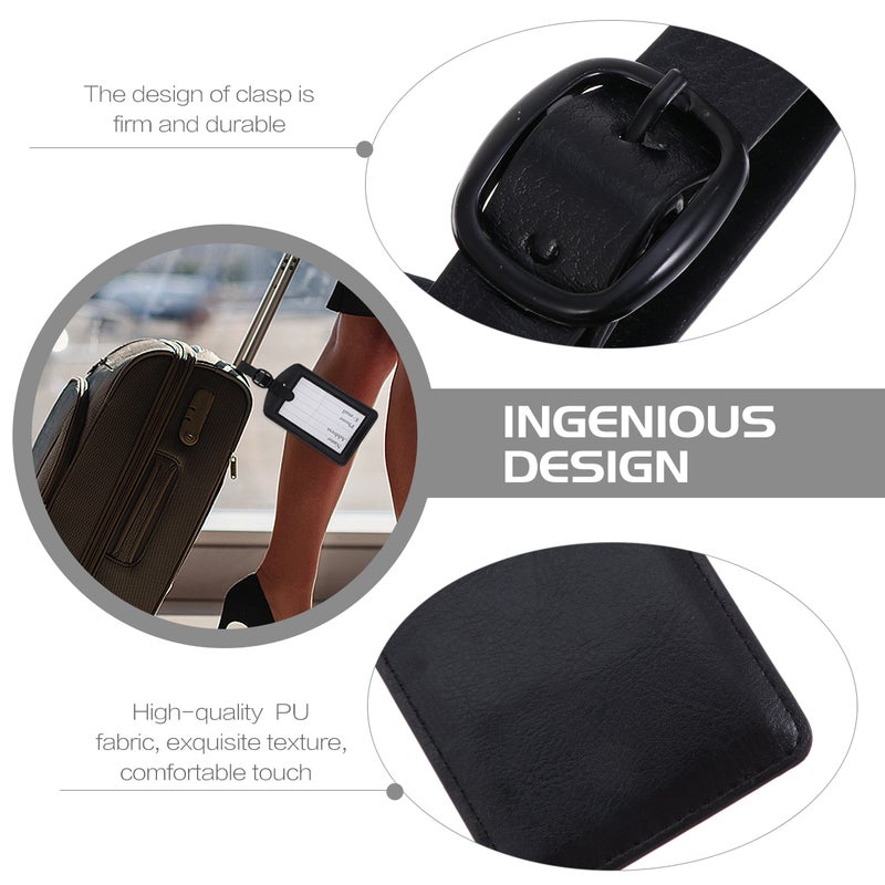 5pcs PU Baggage Luggage Boarding Labels (Black) - Image 3
