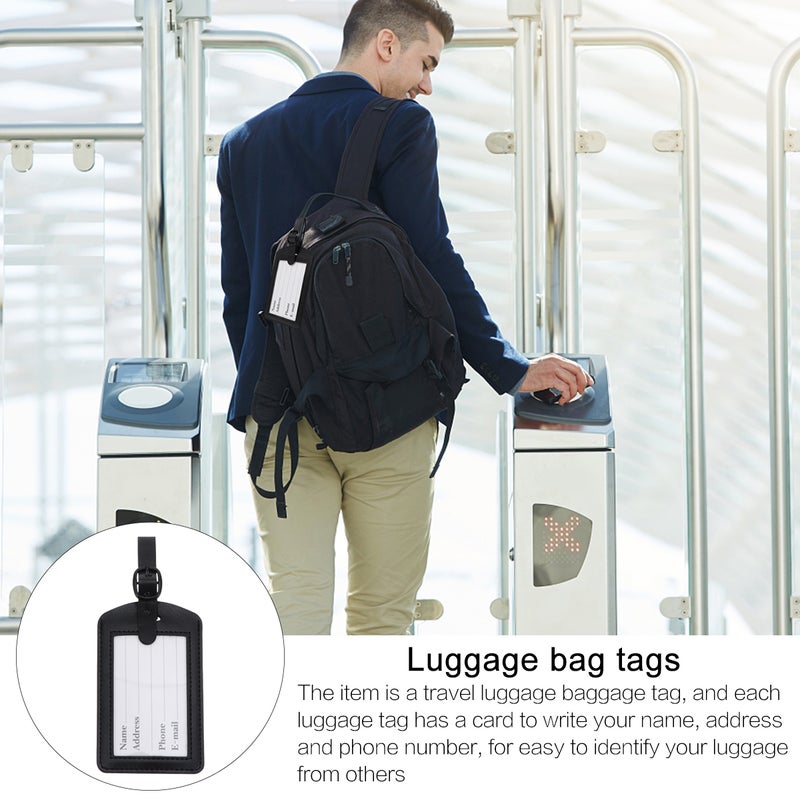 5pcs PU Baggage Luggage Boarding Labels (Black) - Image 4