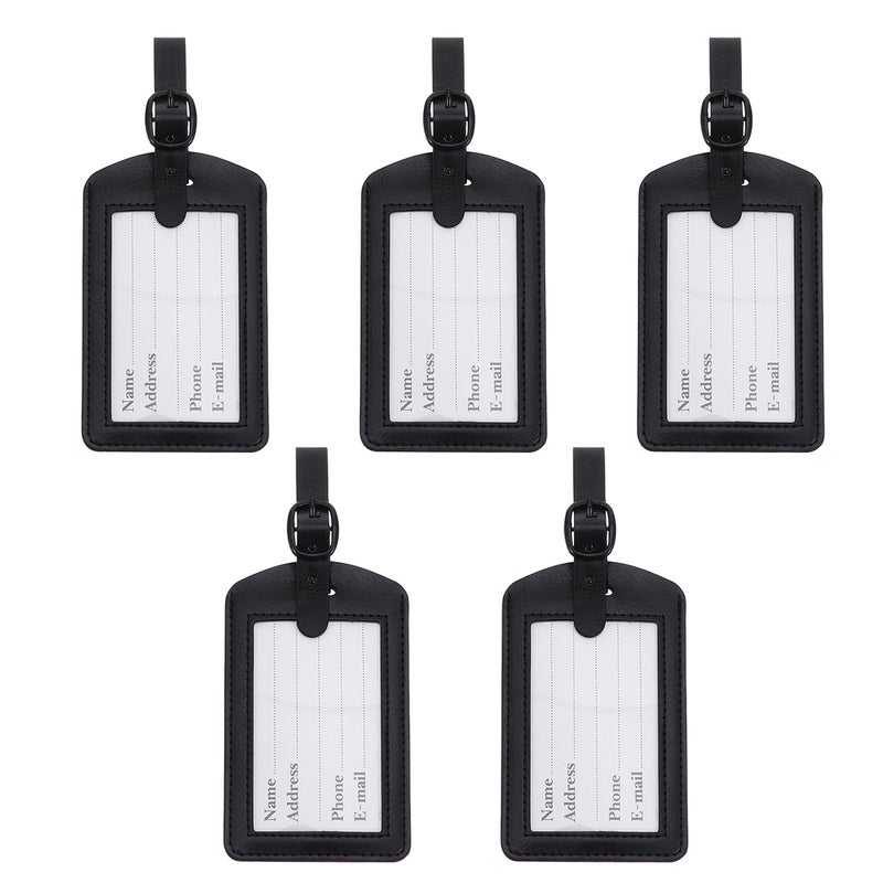 5pcs PU Baggage Luggage Boarding Labels (Black) - Image 1