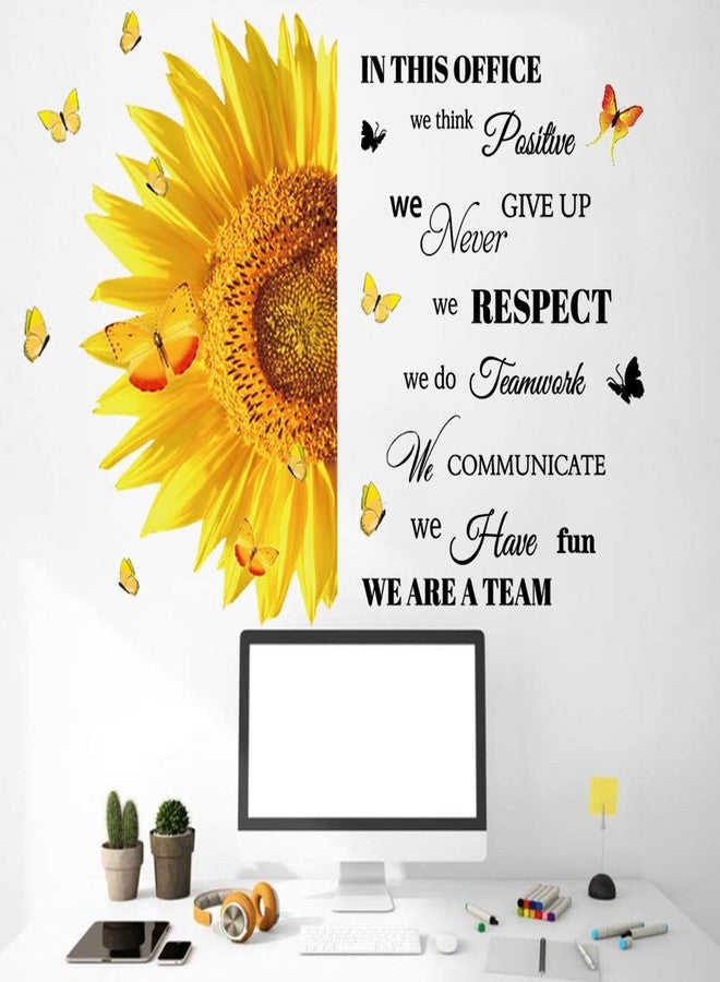 Datesno Inspirational Wall Art for Office Sunflower Motivational Sayings Wall Sticker Company Room Office Home Decorations Positive Lettering Wall Decals Company Art We are A Team Gift - Image 2