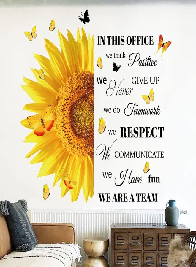 Datesno Inspirational Wall Art for Office Sunflower Motivational Sayings Wall Sticker Company Room Office Home Decorations Positive Lettering Wall Decals Company Art We are A Team Gift - Image 1