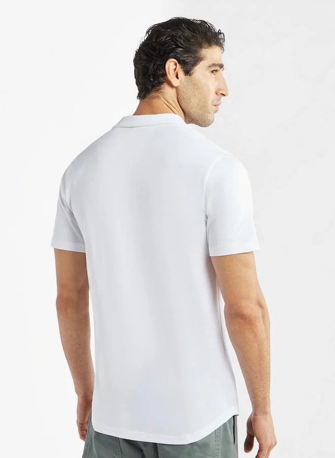 Splash FAV Solid Camp Collar Shirt with Short Sleeves and Pocket