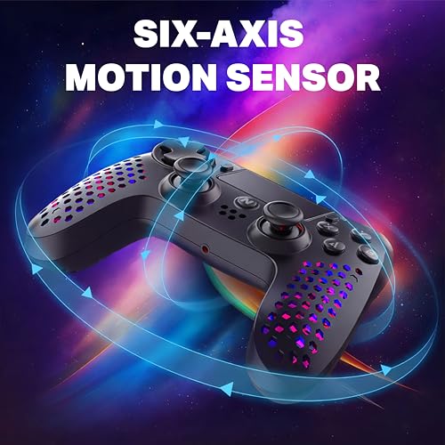 NiTHO HEXAGON Wireless RGB Controller for PS4, PS5 (with PS4 Games Only), PC, Android & iOS, Gamepad Joystick with RGB LED Lights | Vibration | 6-Axis Motion Sensor | Touchpad | Trigger Sets | Speaker - Image 4