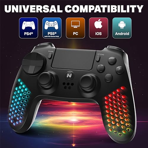 NiTHO HEXAGON Wireless RGB Controller for PS4, PS5 (with PS4 Games Only), PC, Android & iOS, Gamepad Joystick with RGB LED Lights | Vibration | 6-Axis Motion Sensor | Touchpad | Trigger Sets | Speaker - Image 3