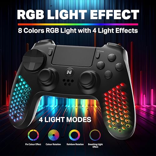 NiTHO HEXAGON Wireless RGB Controller for PS4, PS5 (with PS4 Games Only), PC, Android & iOS, Gamepad Joystick with RGB LED Lights | Vibration | 6-Axis Motion Sensor | Touchpad | Trigger Sets | Speaker - Image 5