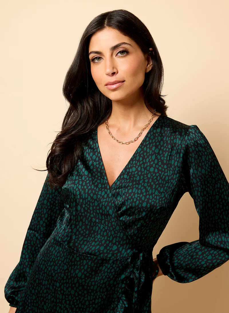 Little Mistress Casual Wrap Mini Dress