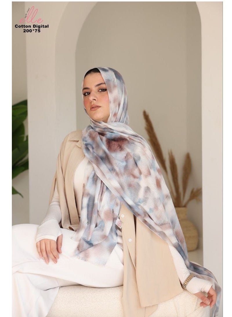 ايل طرحة وشاح حجاب إسلامي قطني فاخر للنساء للمناسبات والأيام العادية - مقاس (200 سم × 75 سم) 