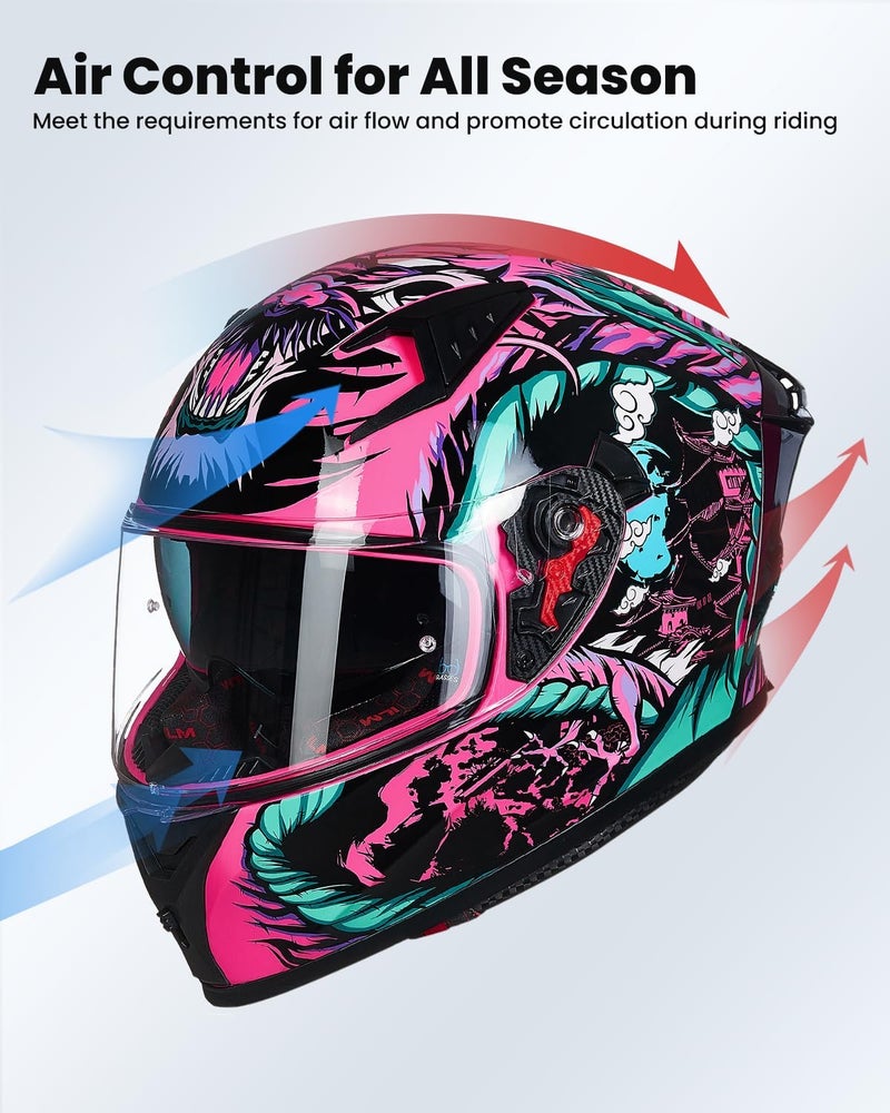 ILM Full Face Motorcycle Helmet with Clear & Tinted Visors - DOT Model Z501 - Image 4